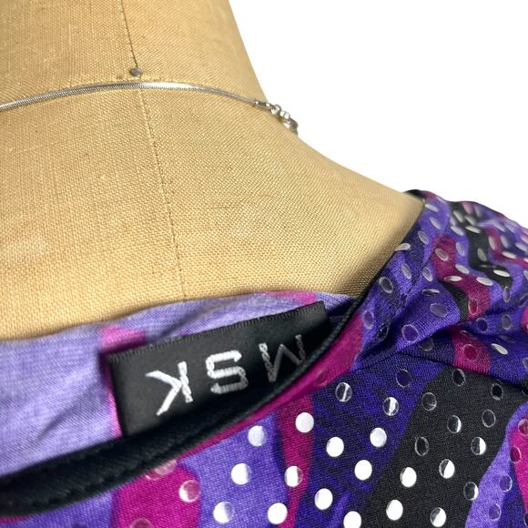 MSK Purple Pink Sequin Retro Top Beaded Tassels Size M - Picture 5 of 6